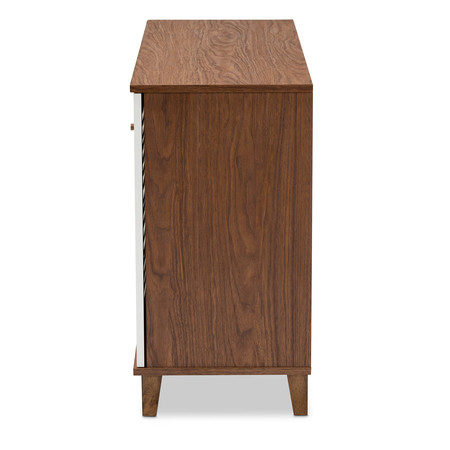 Baxton Studio Coolidge Walnut Wood 8-Shelf Shoe Storage Cabinet 163-10395